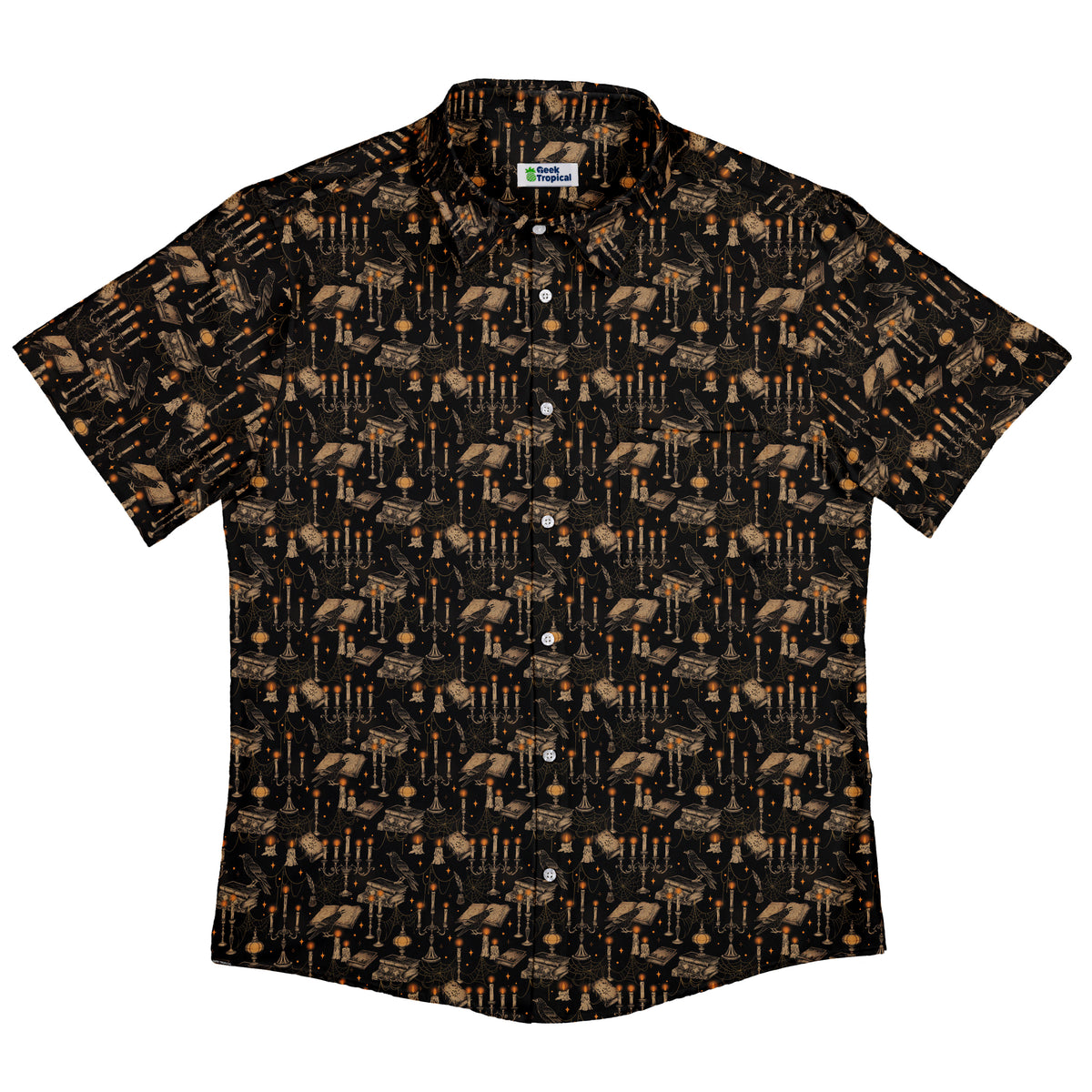 Halloween Manor Candelabra Button Up Shirt Flat Front
