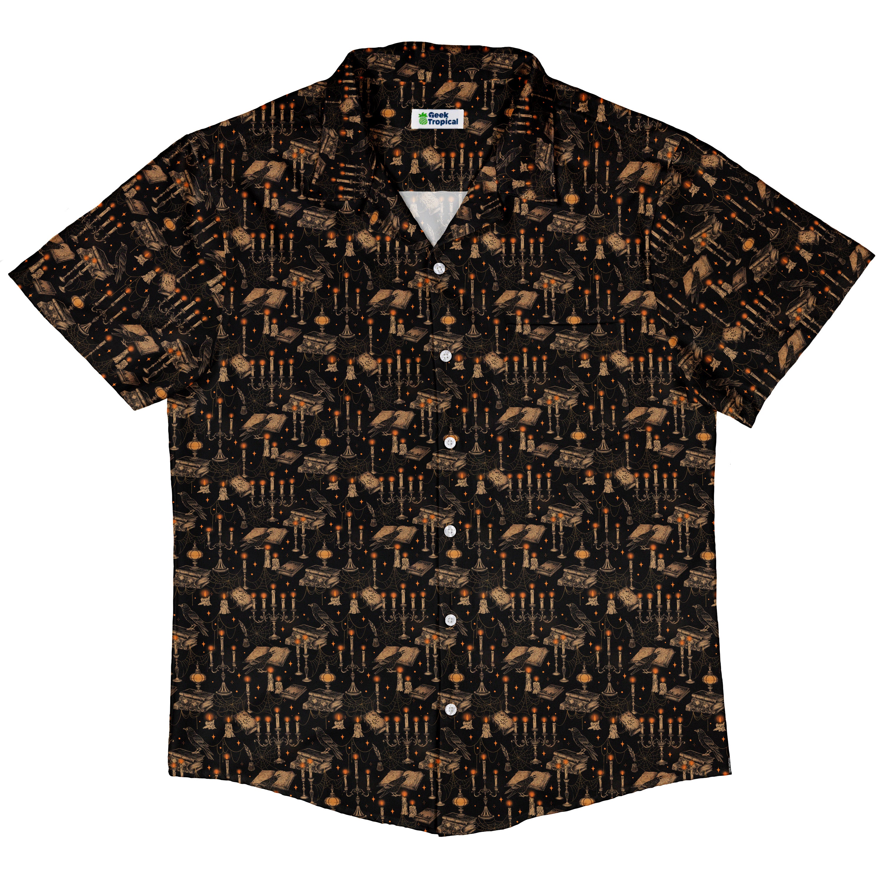 Halloween Manor Candelabra Button Up Shirt Hawaiian Front