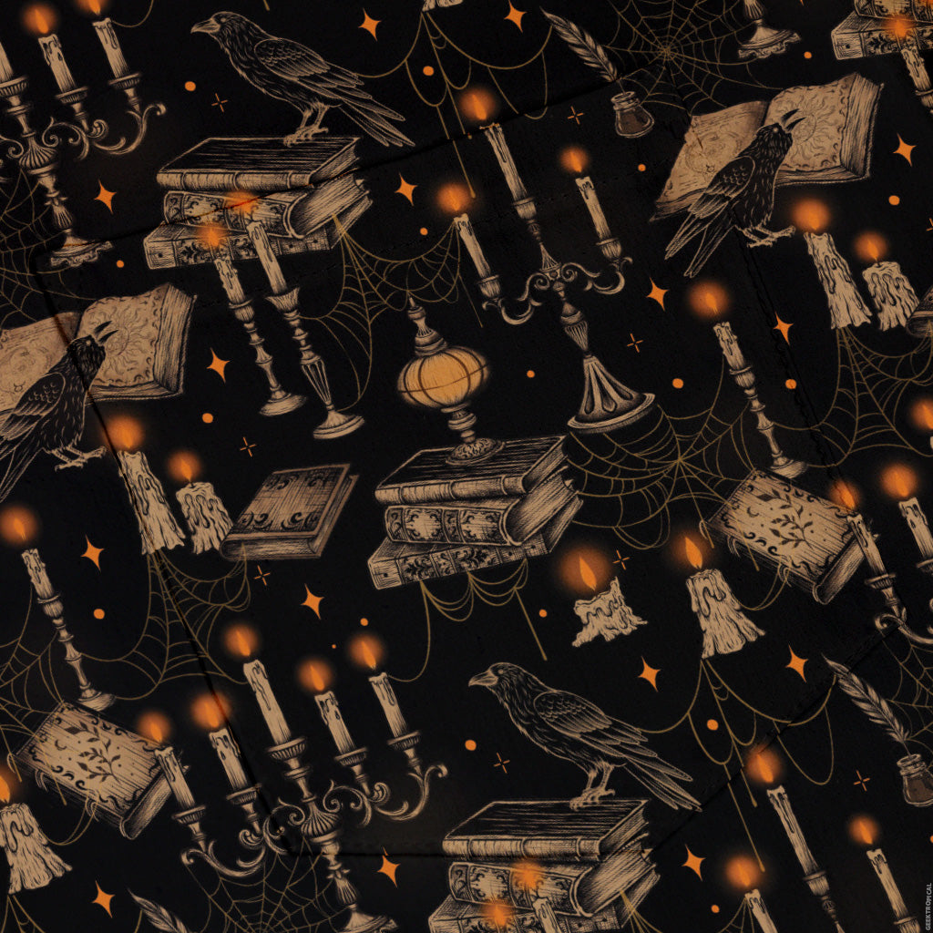 Halloween Manor Candelabra Button Up Shirt Pocket