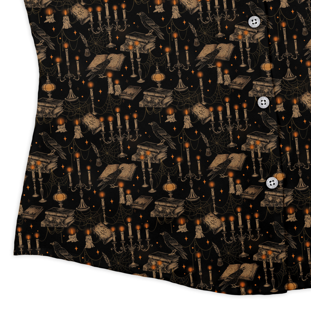 Halloween Manor Candelabra Curvy Button Up Shirt womens corner