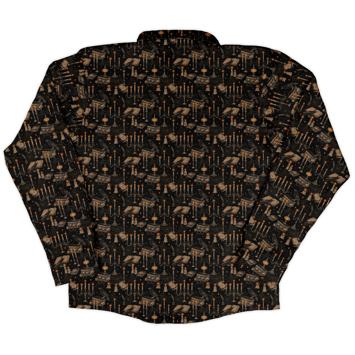 Halloween Manor Candelabra Long Sleeve Button Up Shirt back