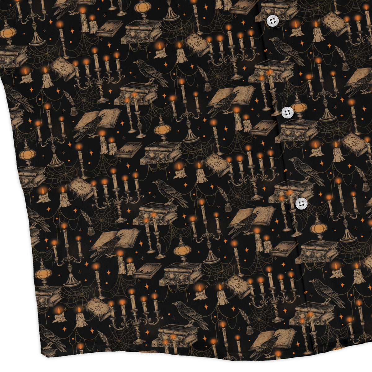Halloween Manor Candelabra Long Sleeve Button Up Shirt corner