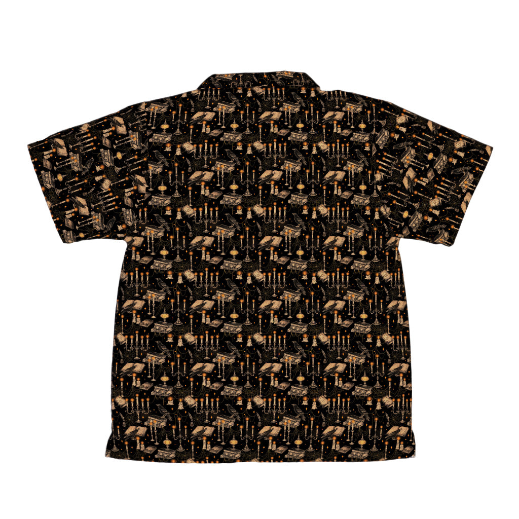 Halloween Manor Candelabra Youth Hawaiian Shirt Back