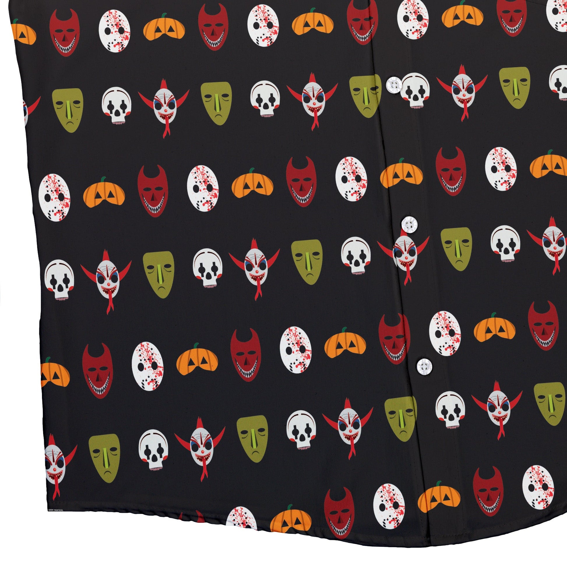Halloween Masks Button Up Shirt Geek Nerd adult sizing halloween q4