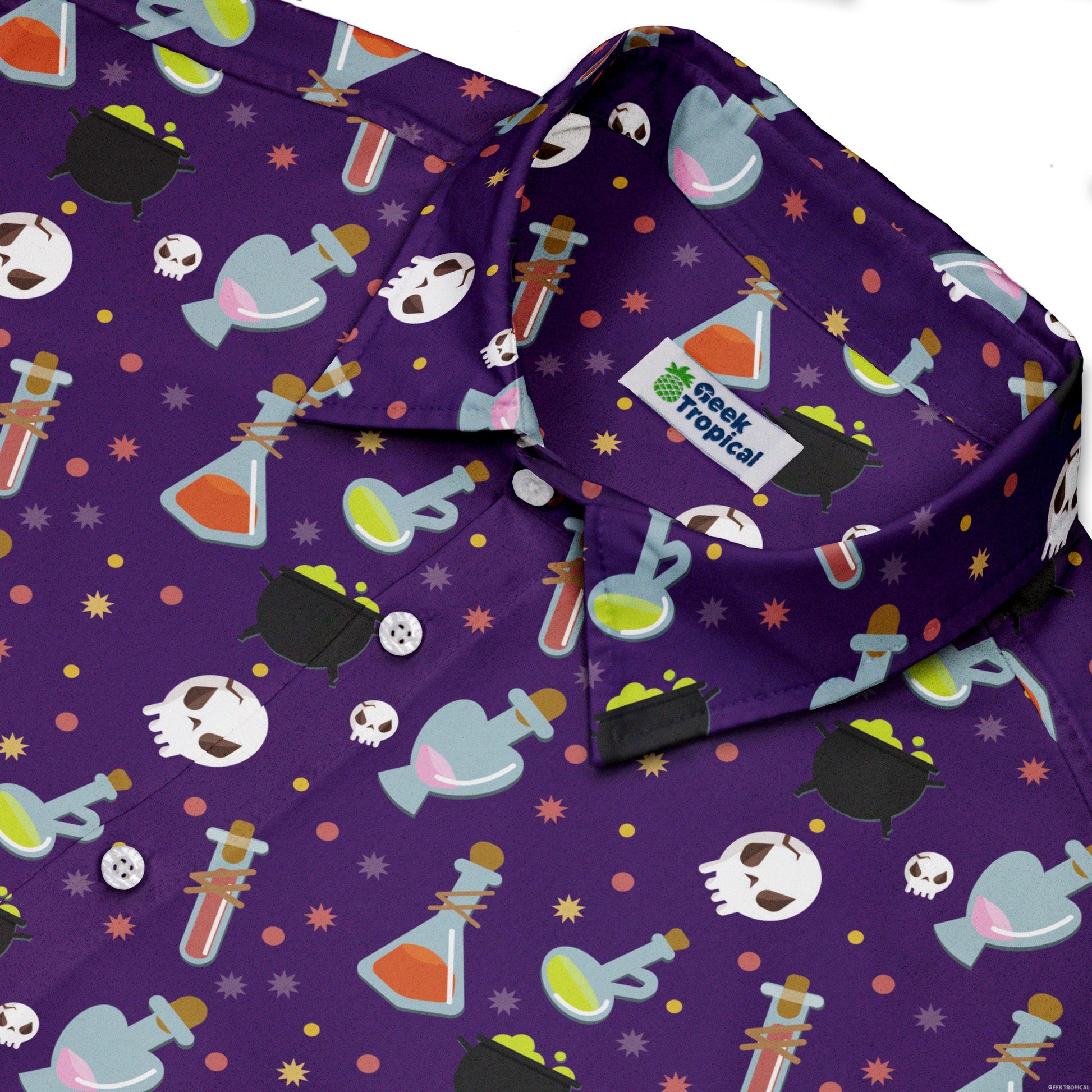 Halloween Potions Button Up Shirt Geek Nerd adult sizing halloween q4
