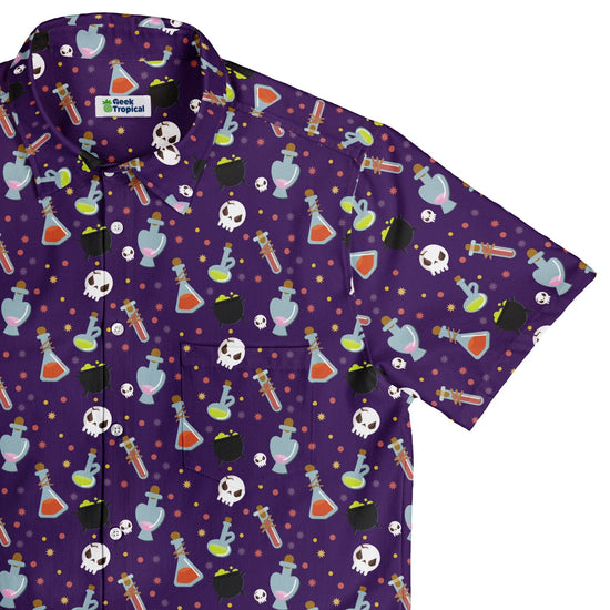 Halloween DND Potions Button Up Shirt Geek Nerd adult sizing Design by Heather Davenport dnd & rpg print