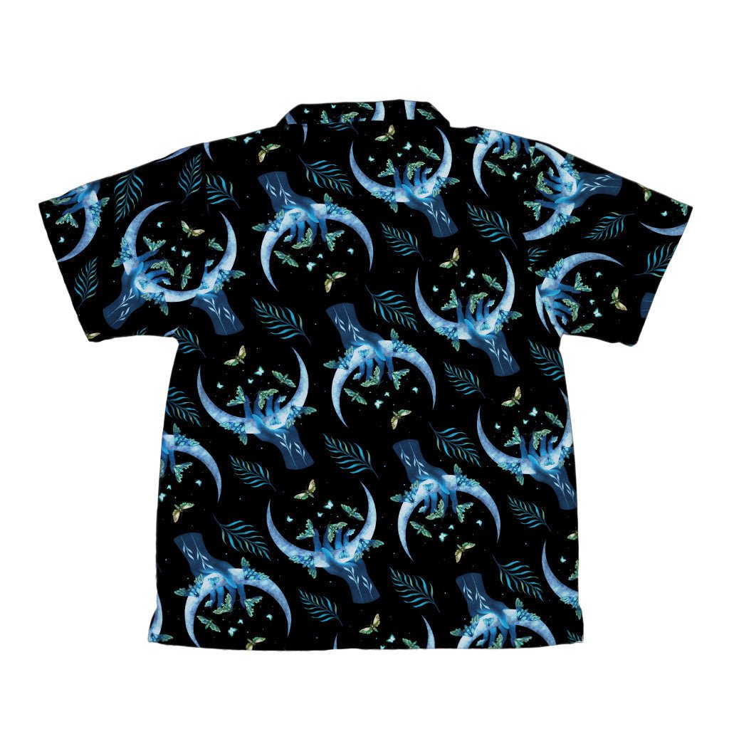 Hand on the Moon Moth Youth Hawaiian Shirt Geek Nerd Design by Episodic outer space & astronaut print q4