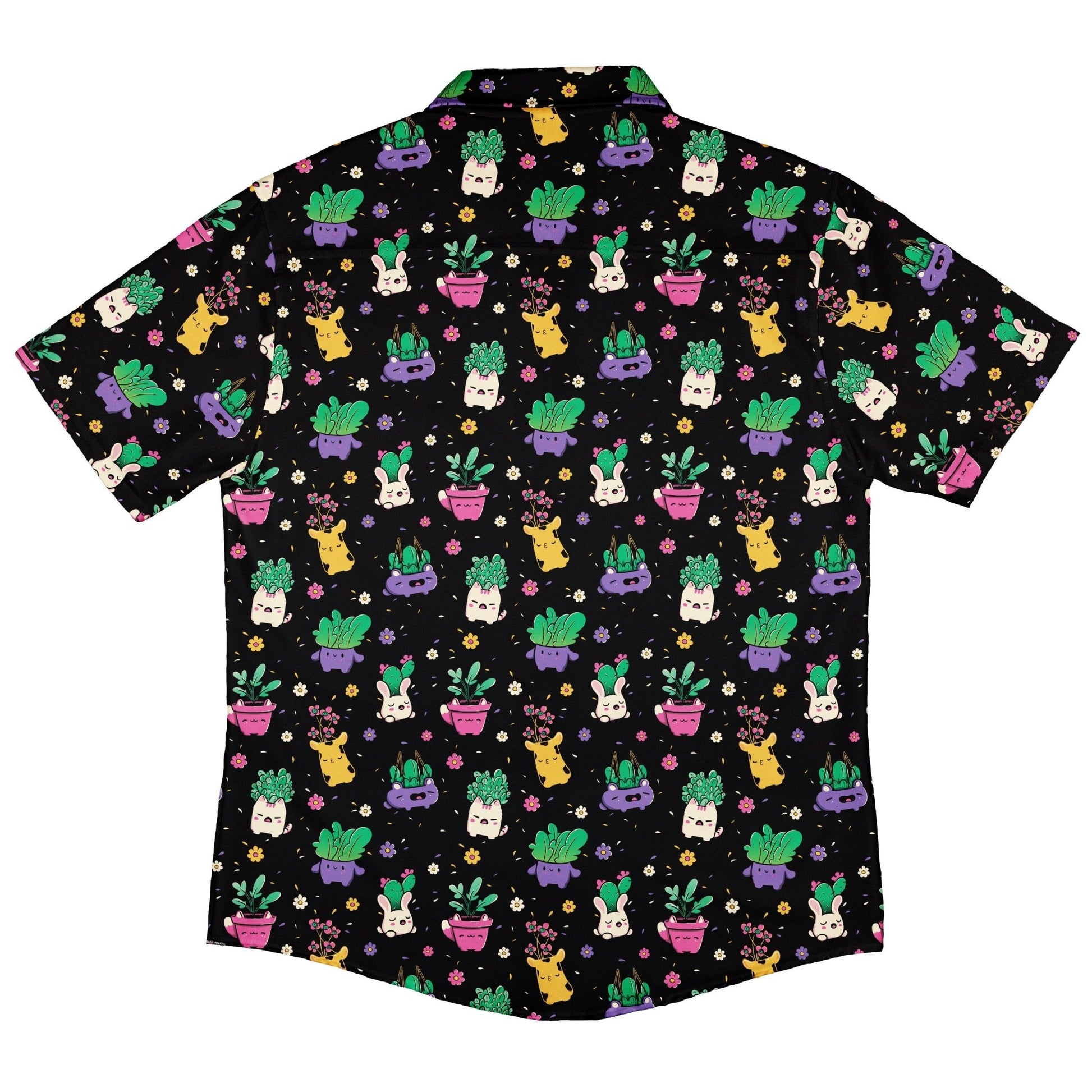 Happy Kawaii Plants Button Up Shirt Geek Nerd 0925 adult sizing All Adult Button Up Shirts