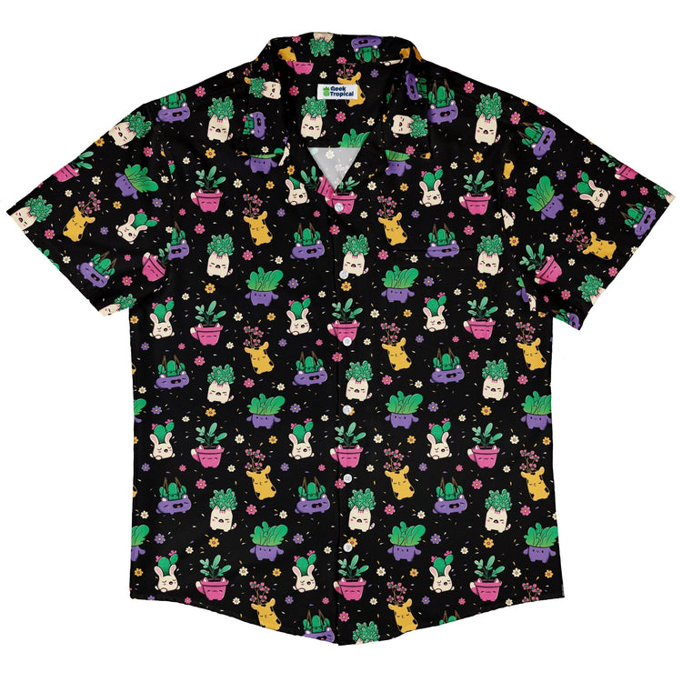 Happy Kawaii Plants Button Up Shirt Geek Nerd 0925 adult sizing All Adult Button Up Shirts