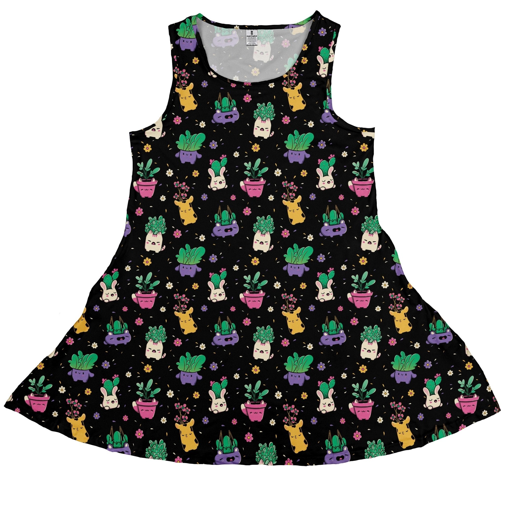 Happy Kawaii Plants Dress Geek Nerd 0925 Botany Print Design by Tobe Fonseca