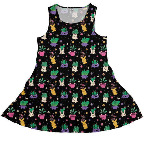 Happy Kawaii Plants Dress Geek Nerd 0925 Botany Print Design by Tobe Fonseca