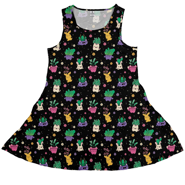 Happy Kawaii Plants Dress Geek Nerd 0925 Botany Print Design by Tobe Fonseca