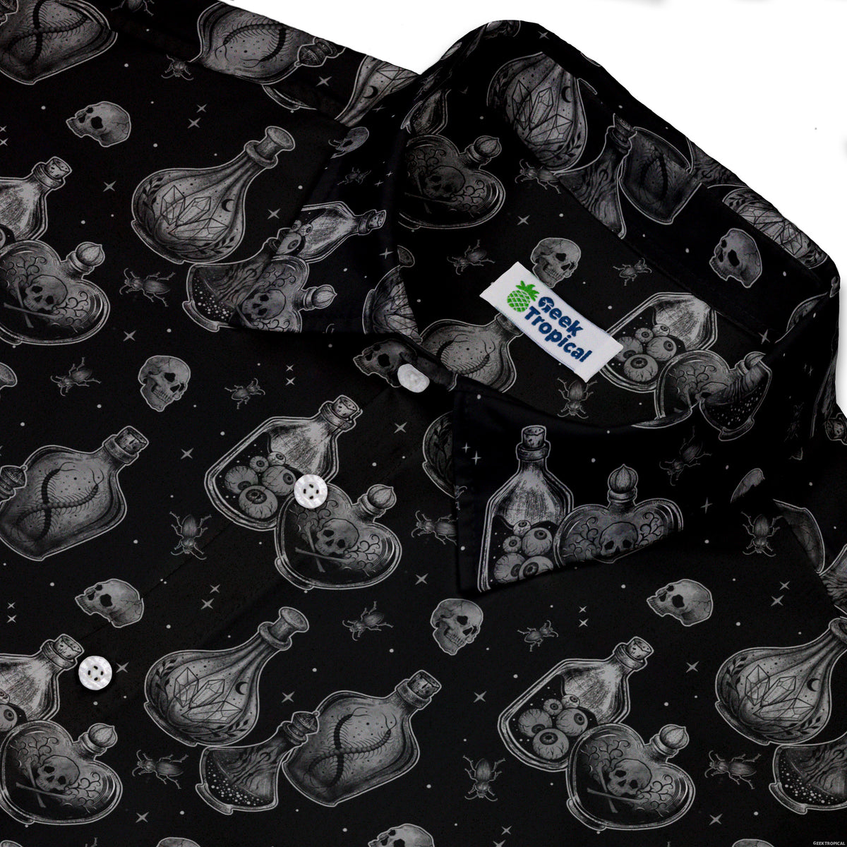 Haunted Hour Elixir Button Up Shirt Neck