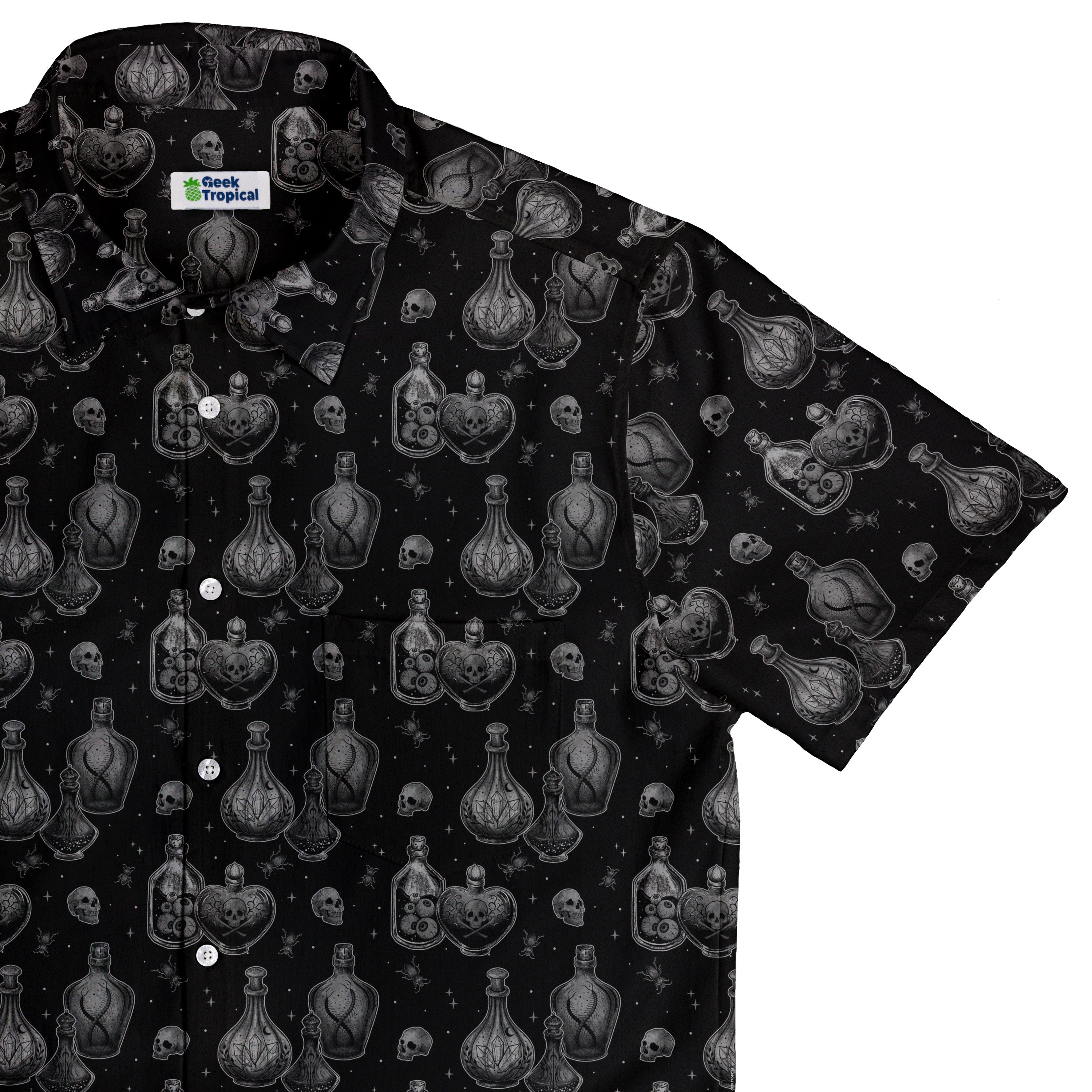 Haunted Hour Elixir Button Up Shirt Top Corner