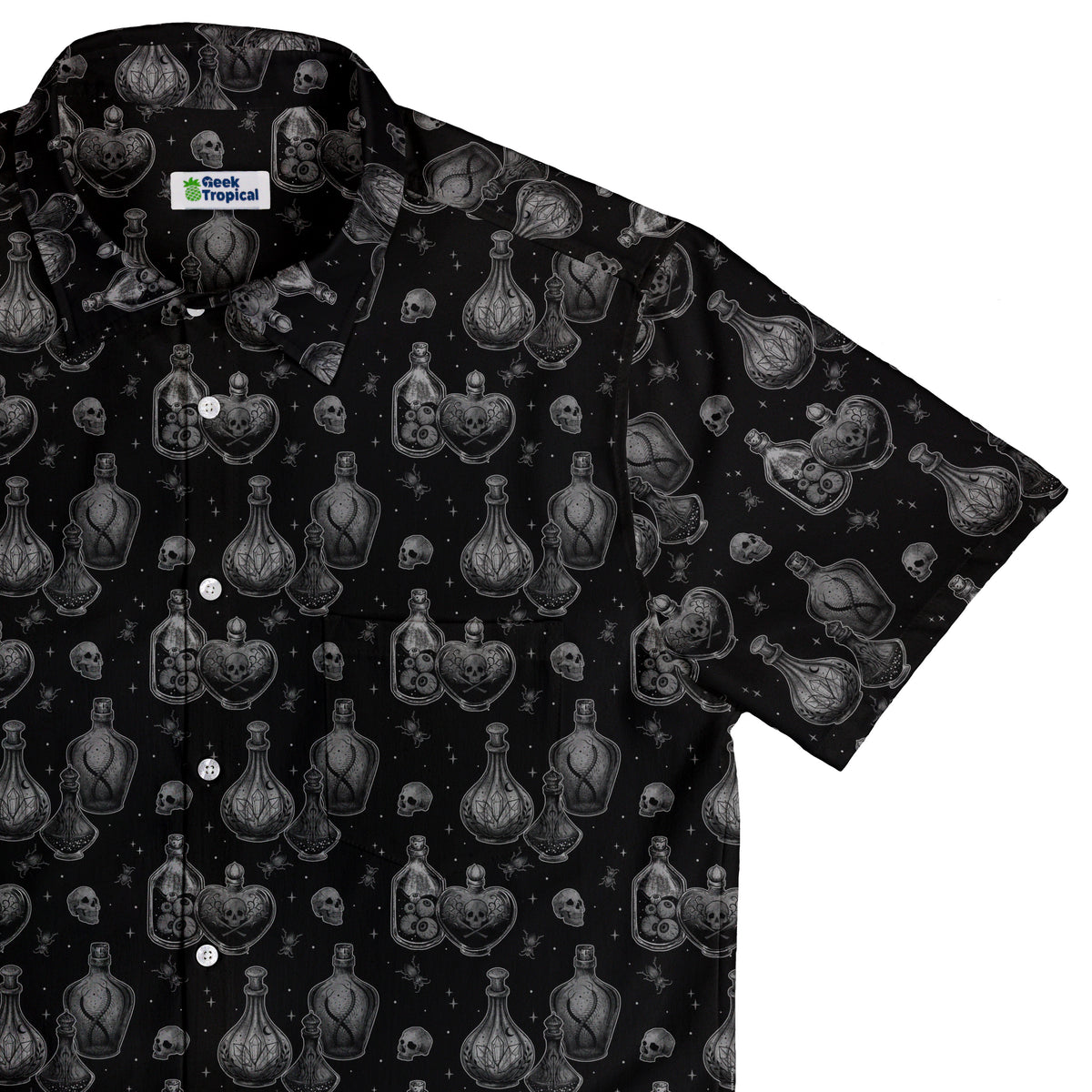 Haunted Hour Elixir Button Up Shirt Top Corner