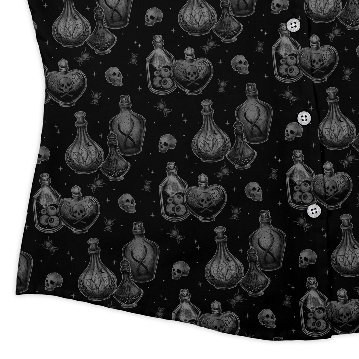 Haunted Hour Elixir Curvy Button Up Shirt womens corner