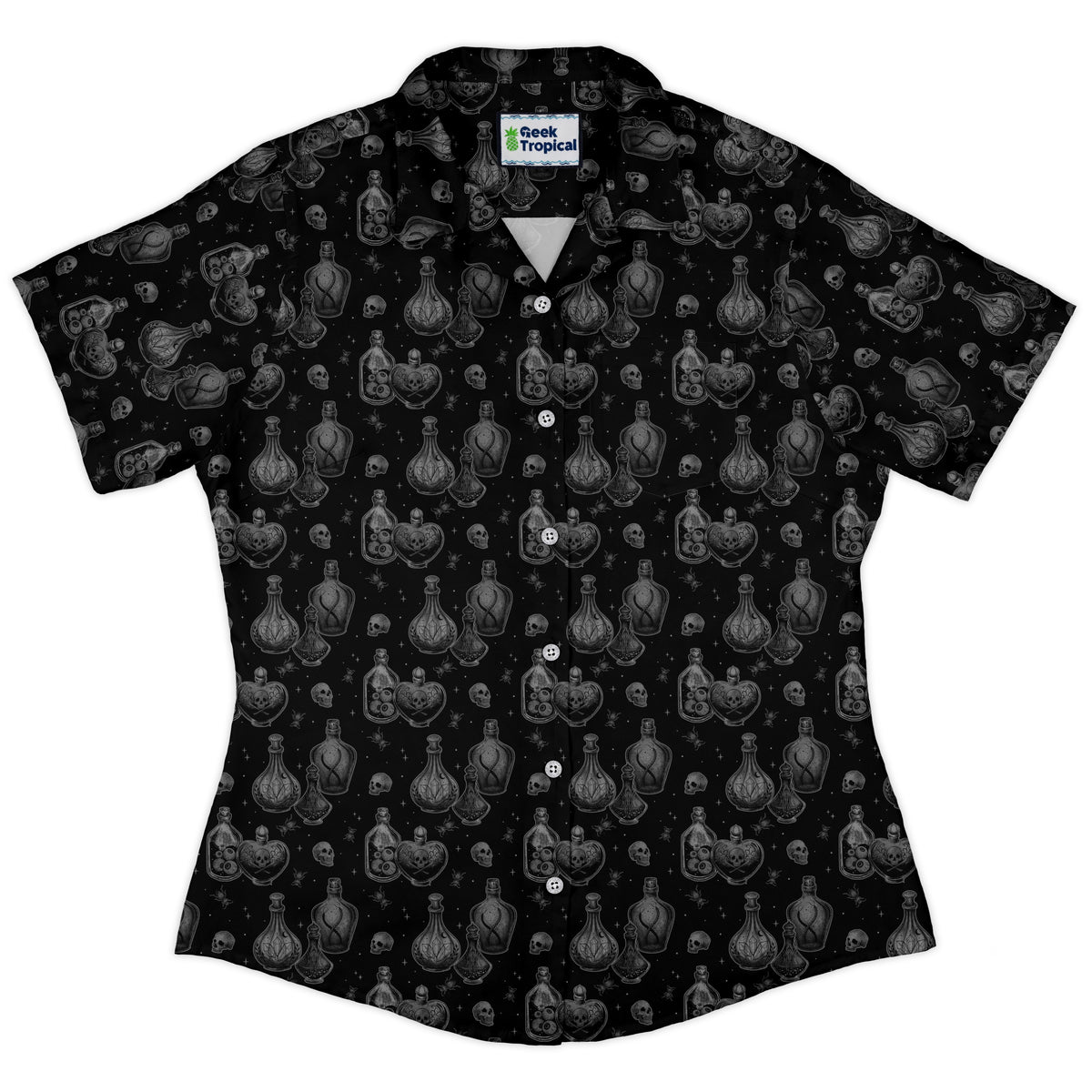 Haunted Hour Elixir Curvy Button Up Shirt womens front