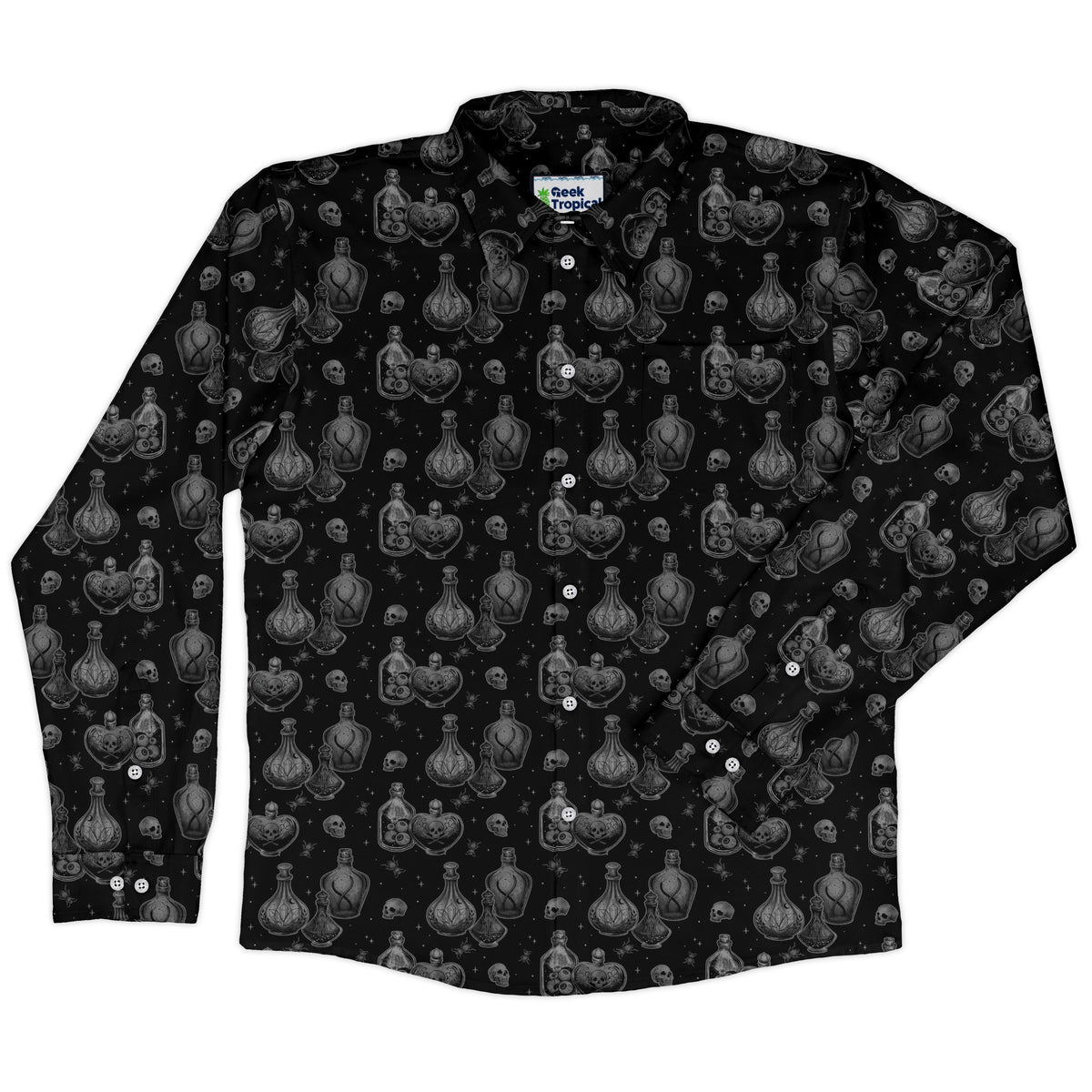 Haunted Hour Elixir Long Sleeve Button Up Shirt front