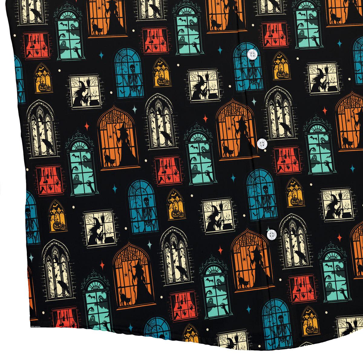 Haunted Manor Window Button Up Shirt Bottom Corner