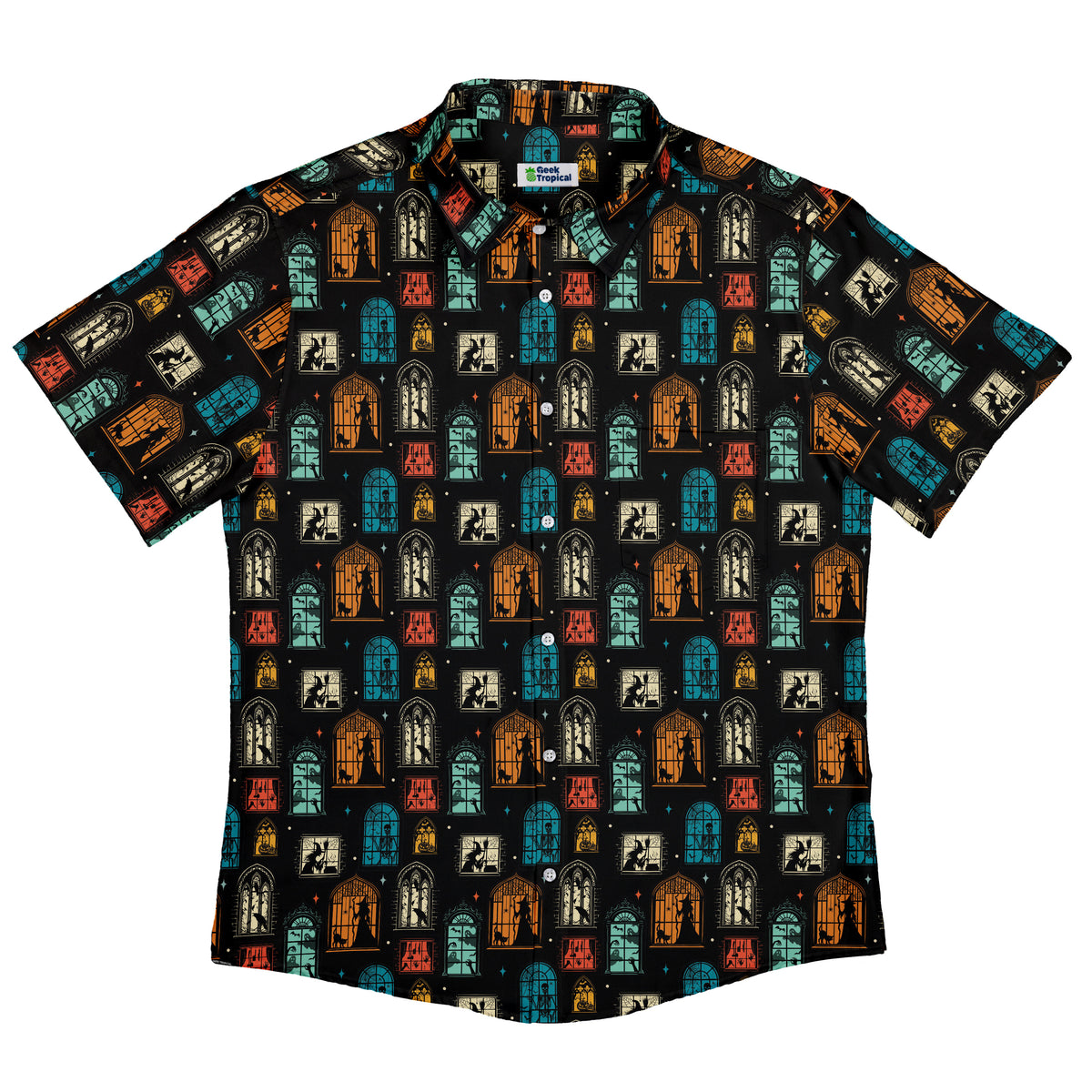 Haunted Manor Window Button Up Shirt Flat Front