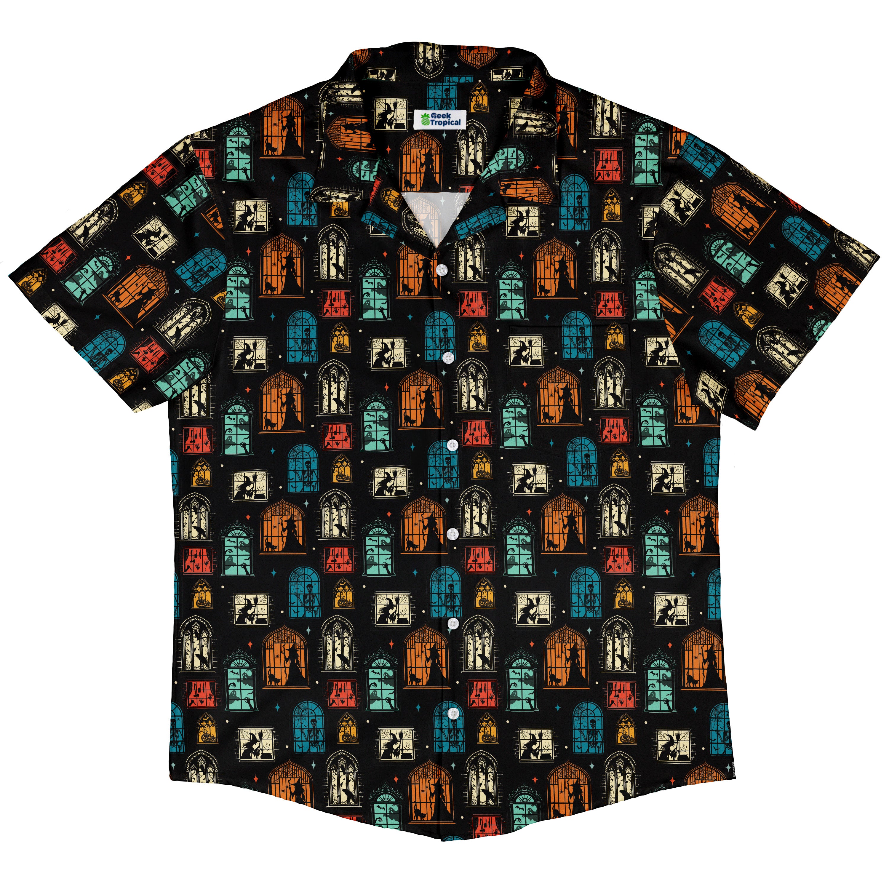 Haunted Manor Window Button Up Shirt Hawaiian Front
