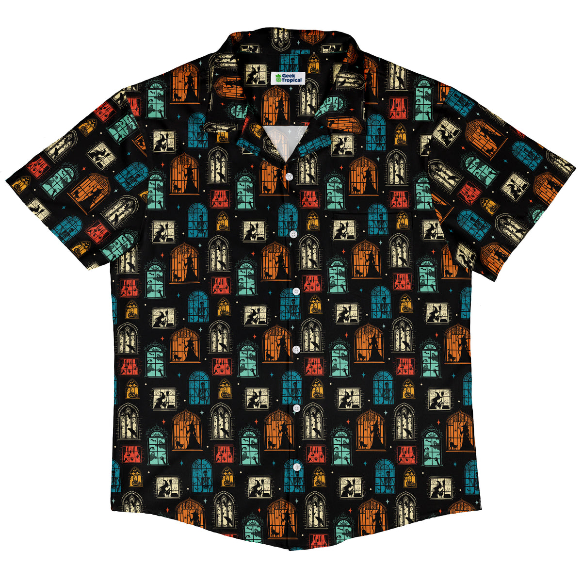 Haunted Manor Window Button Up Shirt Hawaiian Front