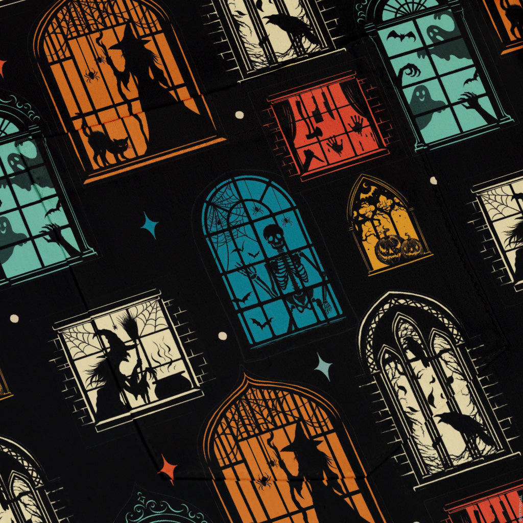 Haunted Manor Window Button Up Shirt Pocket