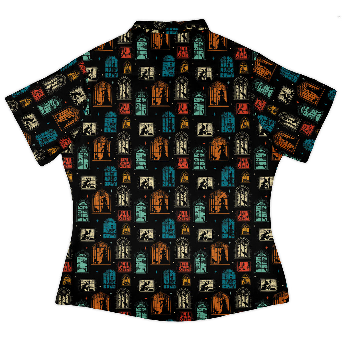 Haunted Manor Window Curvy Button Up Shirt womens back