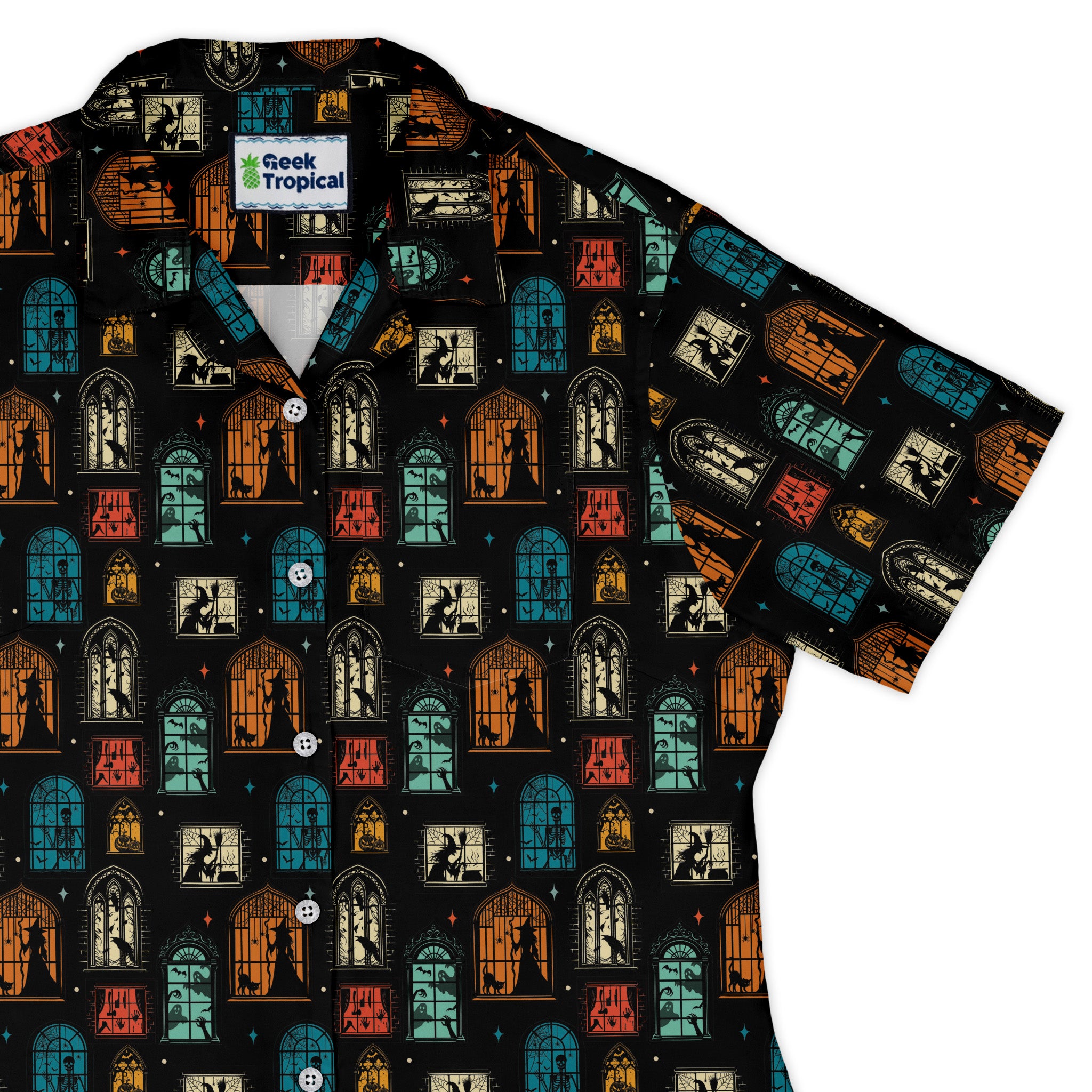 Haunted Manor Window Curvy Button Up Shirt womens top right