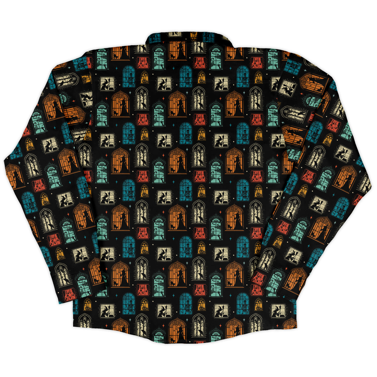 Haunted Manor Window Long Sleeve Button Up Shirt back