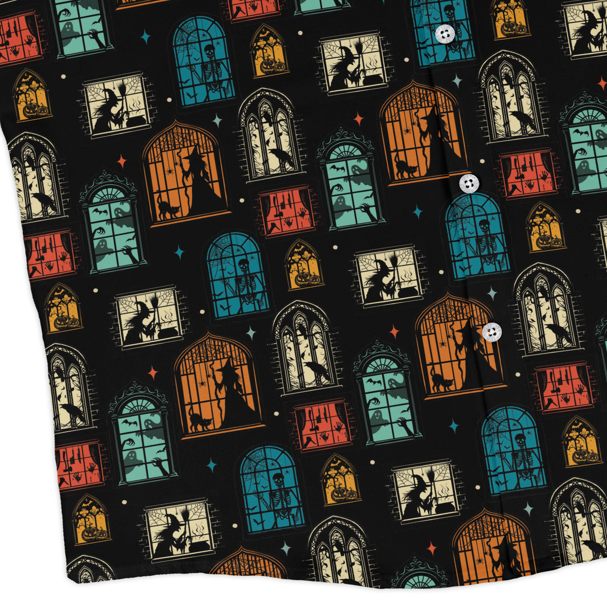 Haunted Manor Window Long Sleeve Button Up Shirt corner