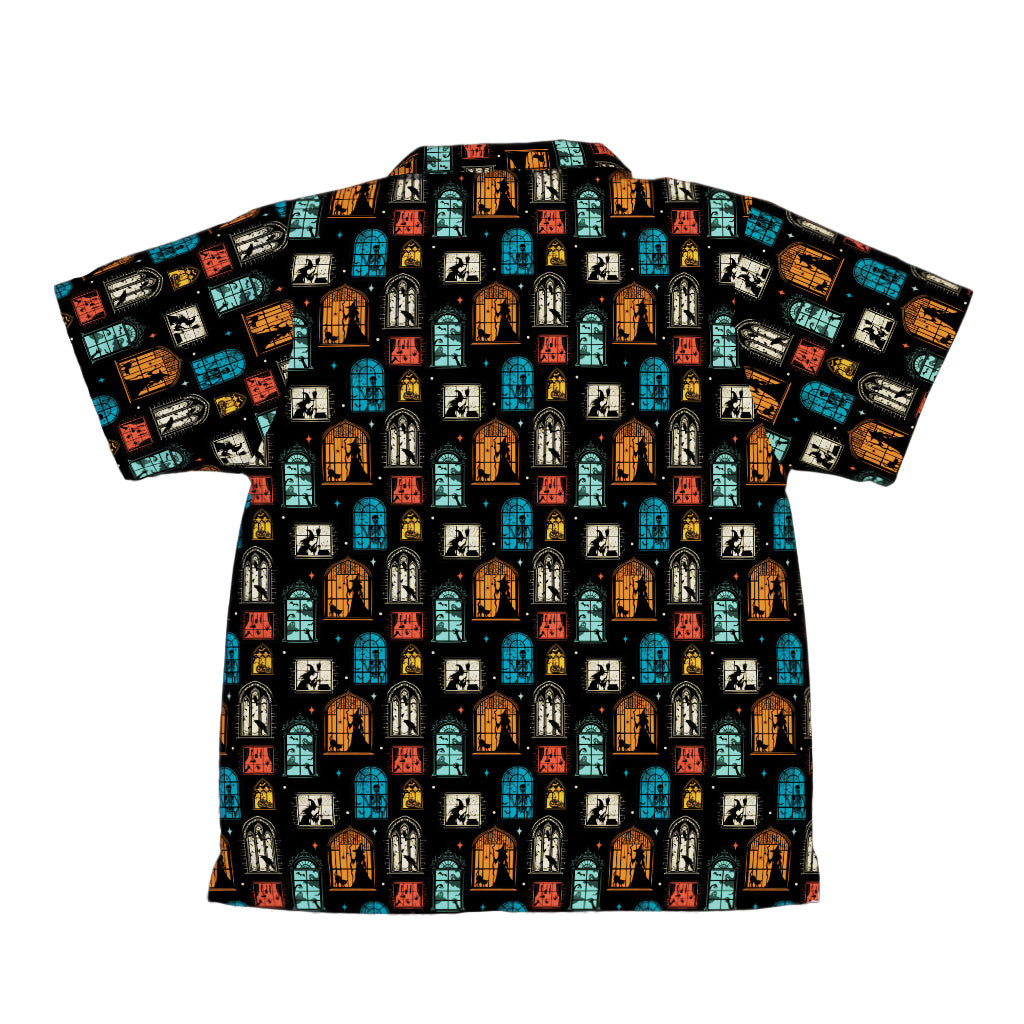 Haunted Manor Window Youth Hawaiian Shirt Back