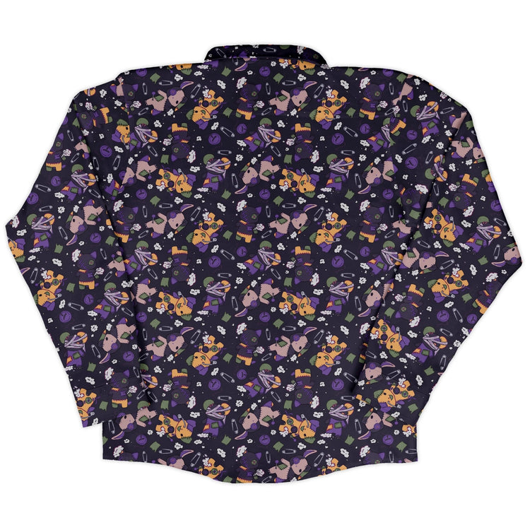Haunted Plushies Long Sleeve Button Up Shirt Geek Nerd 0925 adult sizing All Adult Button Up Shirts