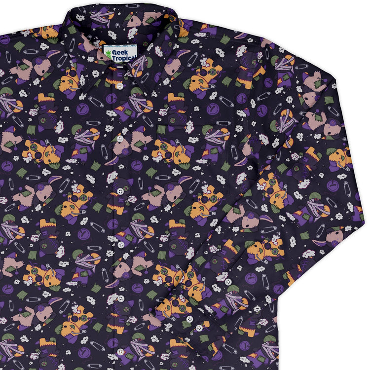 Haunted Plushies Long Sleeve Button Up Shirt Geek Nerd 0925 adult sizing All Adult Button Up Shirts