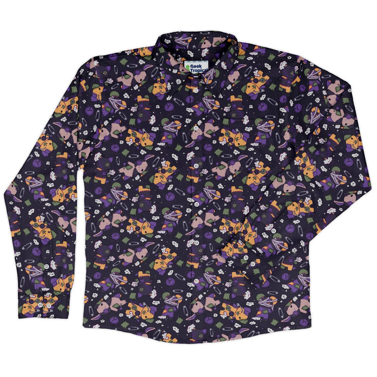 Haunted Plushies Long Sleeve Button Up Shirt Geek Nerd 0925 adult sizing All Adult Button Up Shirts