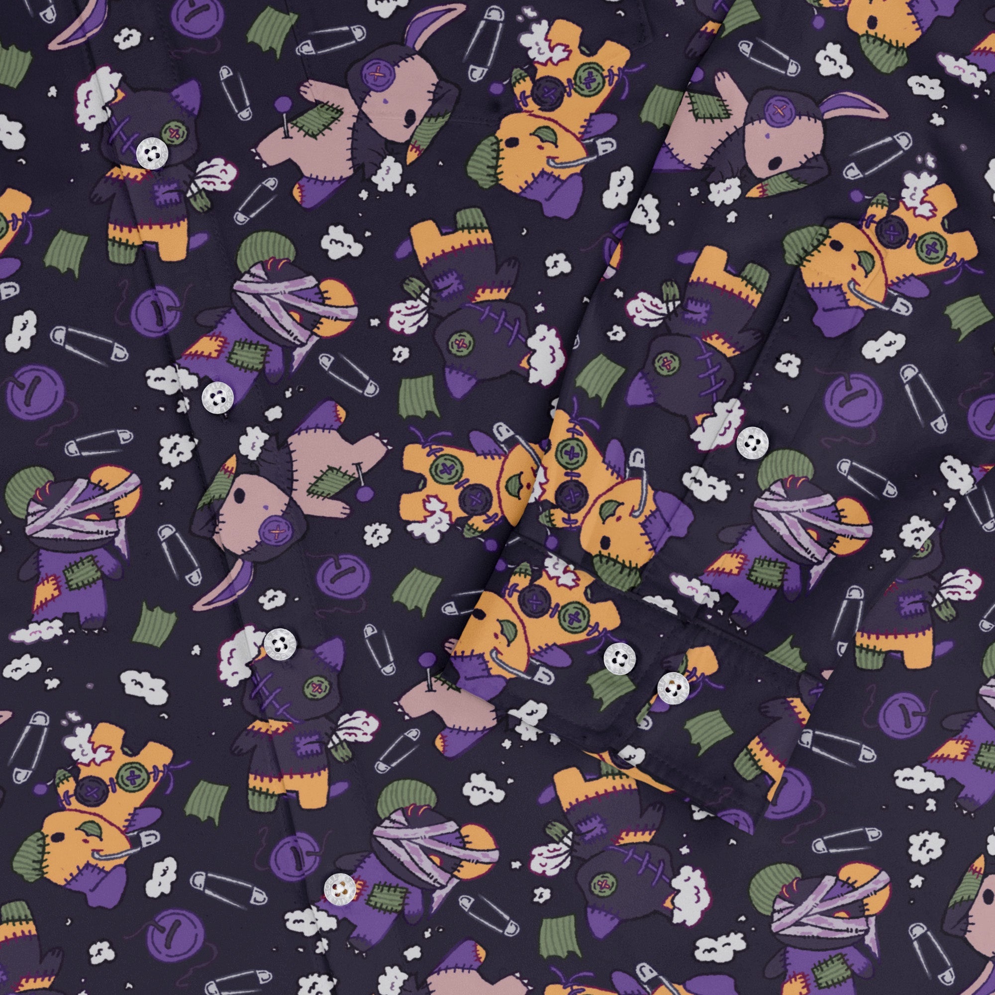 Haunted Plushies Long Sleeve Button Up Shirt Geek Nerd 0925 adult sizing All Adult Button Up Shirts