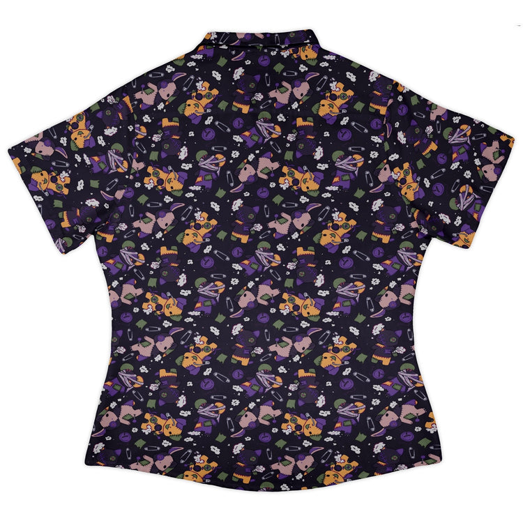 Haunted Plushies Curvy Button Up Shirt Geek Nerd 0925 All Adult Button Up Shirts Animal Patterns