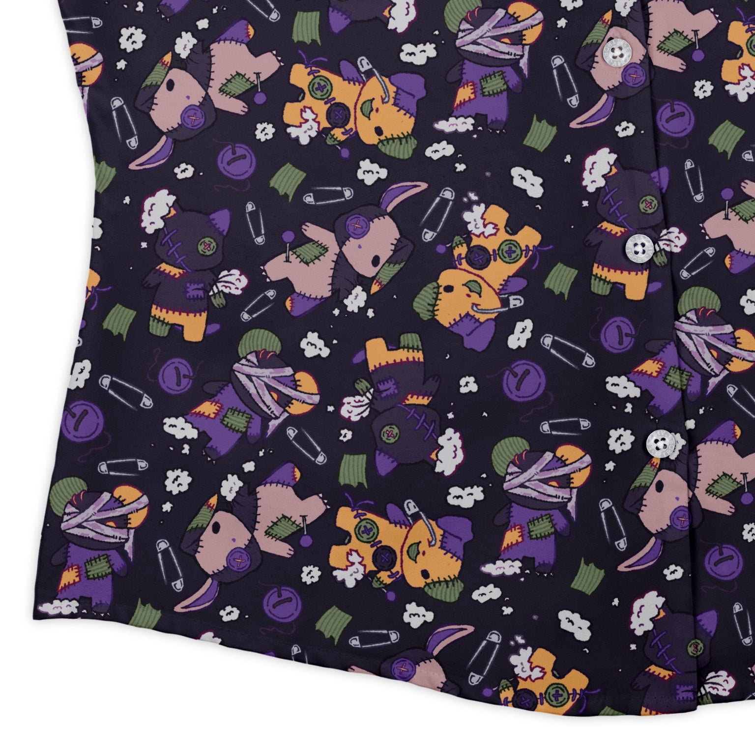 Haunted Plushies Curvy Button Up Shirt Geek Nerd 0925 All Adult Button Up Shirts Animal Patterns