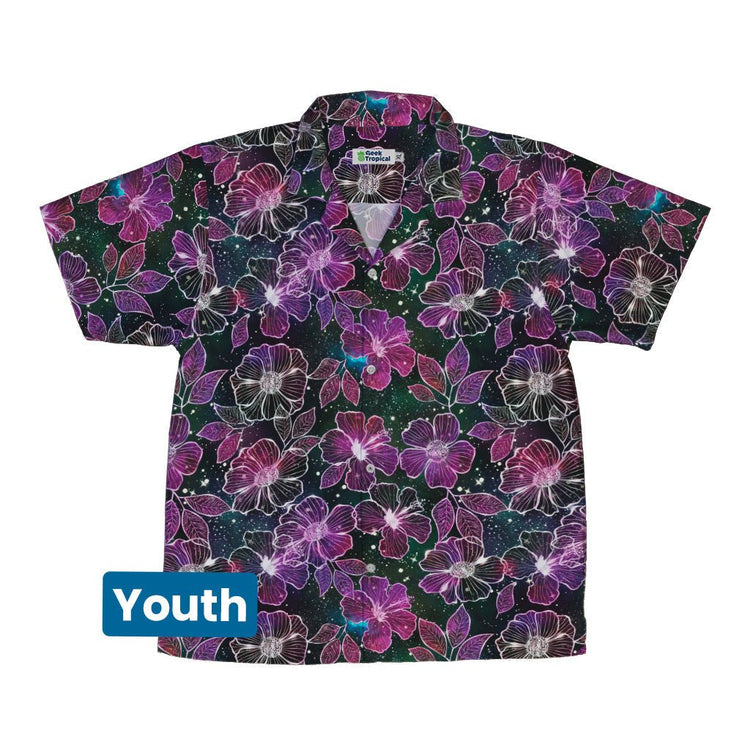Hawaiian Blooms Space Youth Hawaiian Shirt - Botany Print - Designs by Nathan - Q3