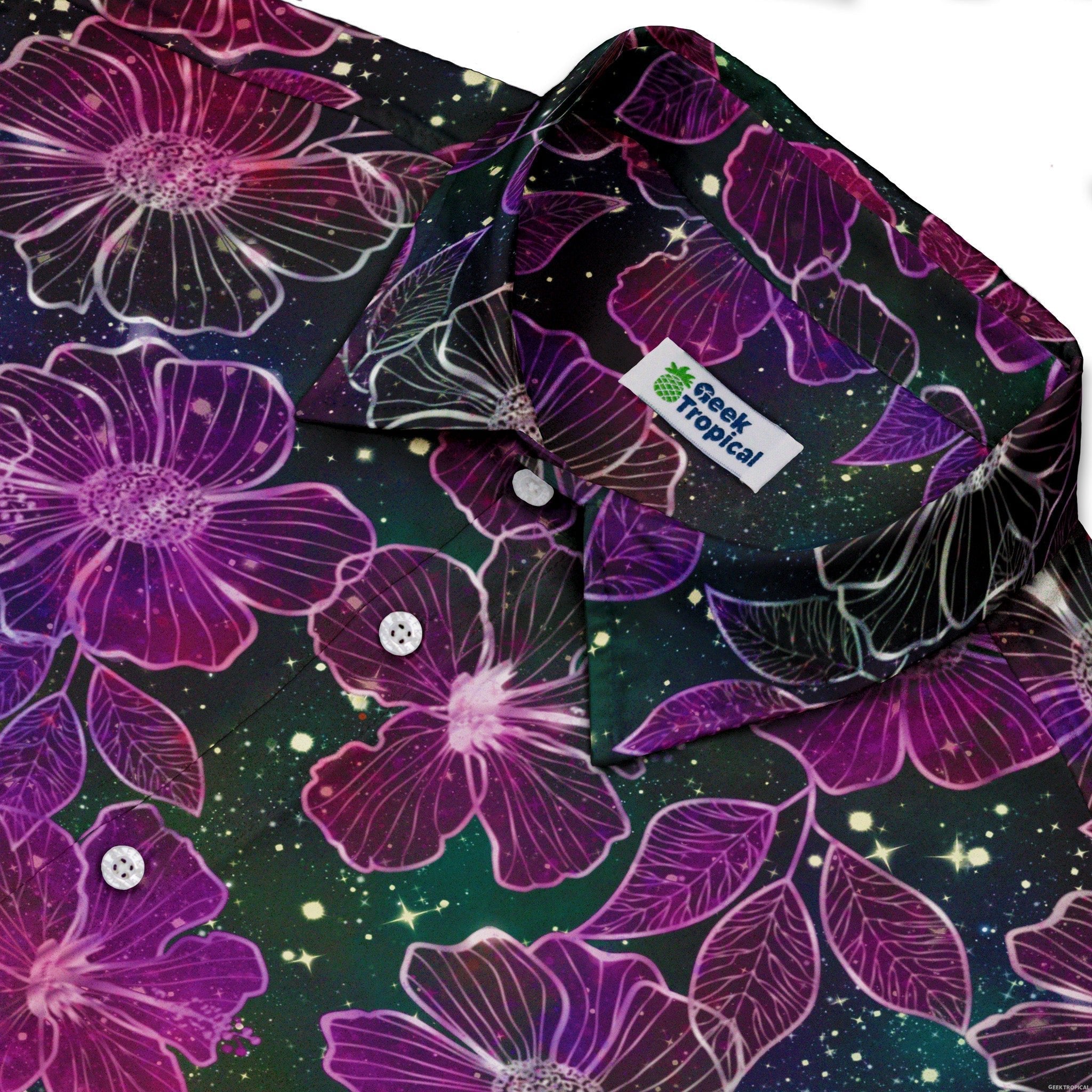 Hawaiian Blooms Space Button Up Shirt - adult sizing - Botany Print - Designs by Nathan