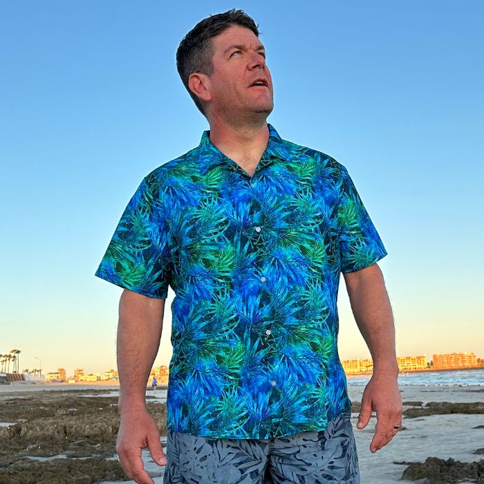 Hawaiian tropical shirt searching the galaxy leaf nerdy button up shirt 