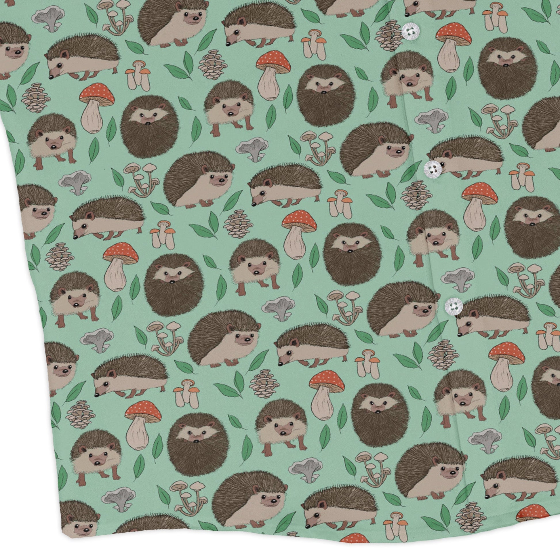 Hedge Hog Garden Adventures Long Sleeve Button Up Shirt Geek Nerd adult sizing animal patterns botany print