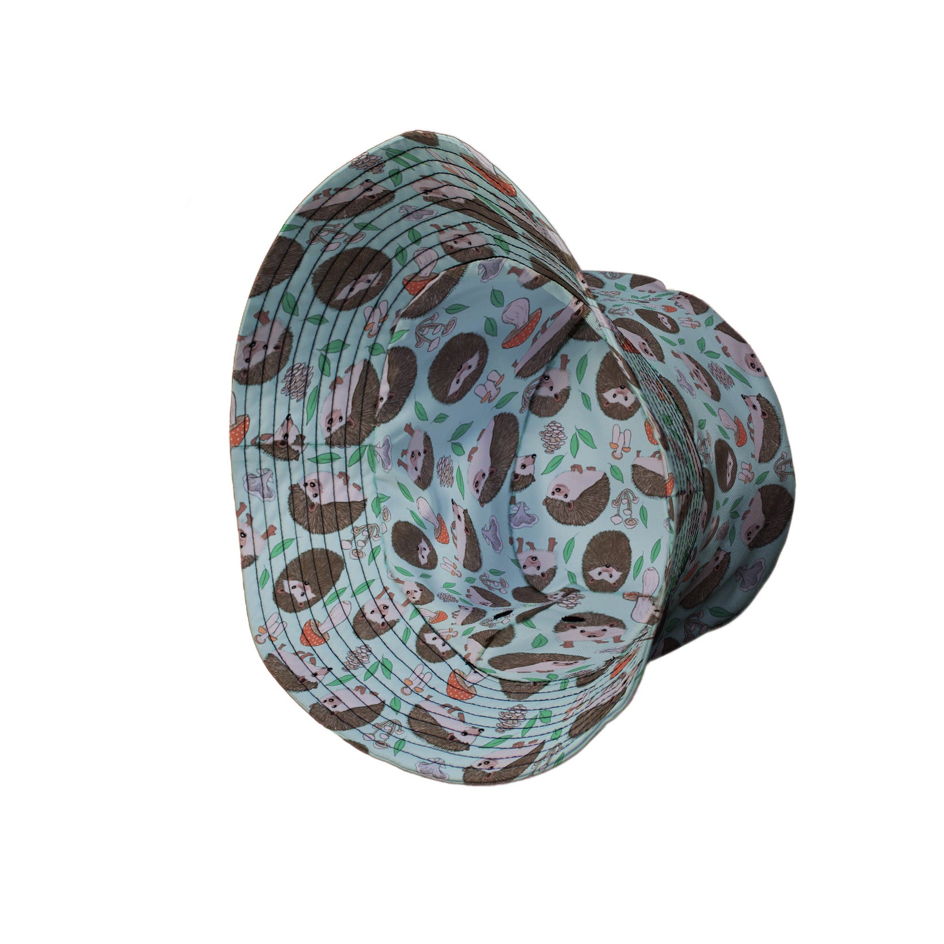 Hedge Hog Garden Adventures Bucket Hat Geek Nerd animal patterns botany print Design by Julie Kitzes
