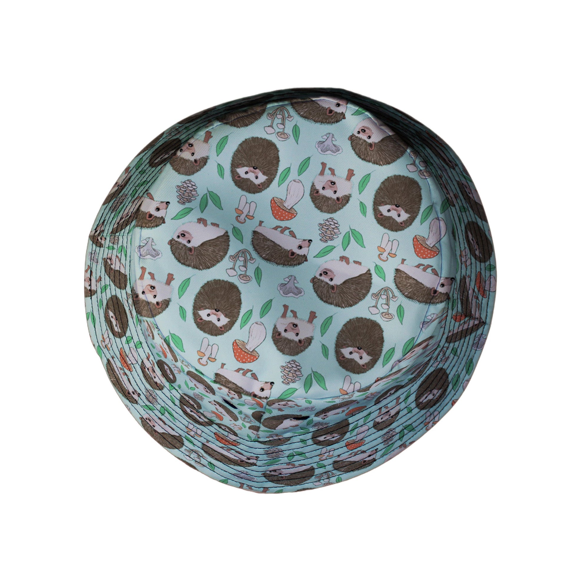 Hedge Hog Garden Adventures Bucket Hat Geek Nerd animal patterns botany print Design by Julie Kitzes