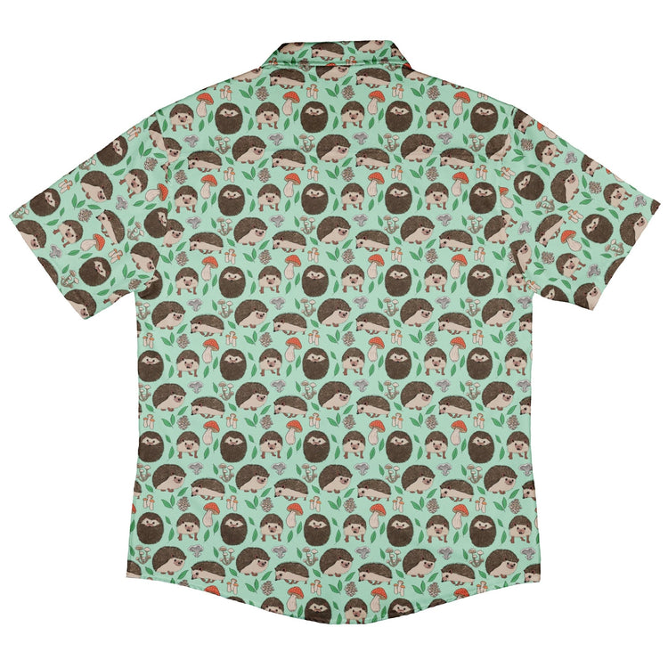 Hedge Hog Garden Adventures Button Up Shirt Geek Nerd adult sizing animal patterns botany print