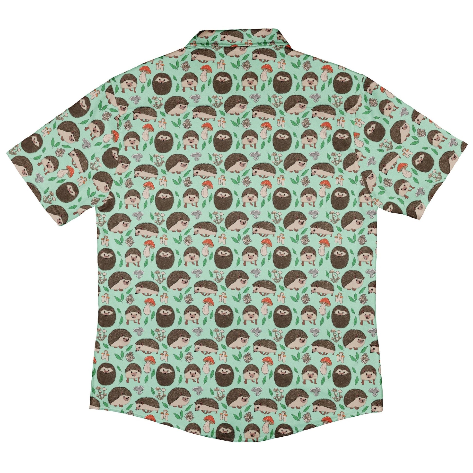 Hedge Hog Garden Adventures Button Up Shirt Geek Nerd adult sizing animal patterns botany print