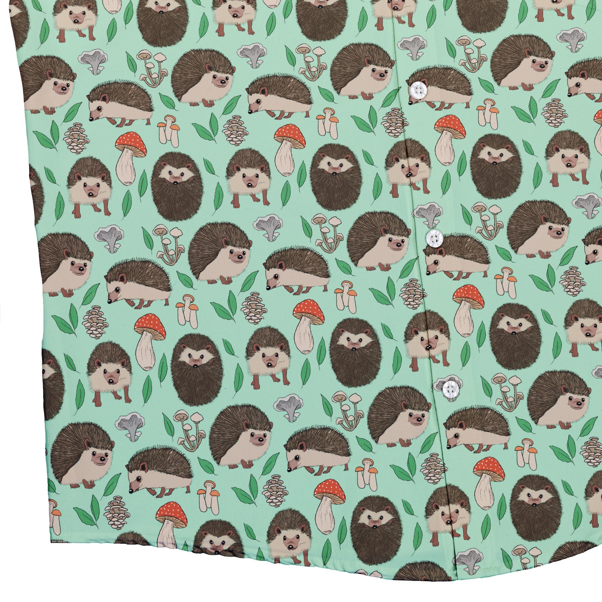 Hedge Hog Garden Adventures Button Up Shirt Geek Nerd adult sizing animal patterns botany print