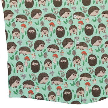 Hedge Hog Garden Adventures Button Up Shirt Geek Nerd adult sizing animal patterns botany print
