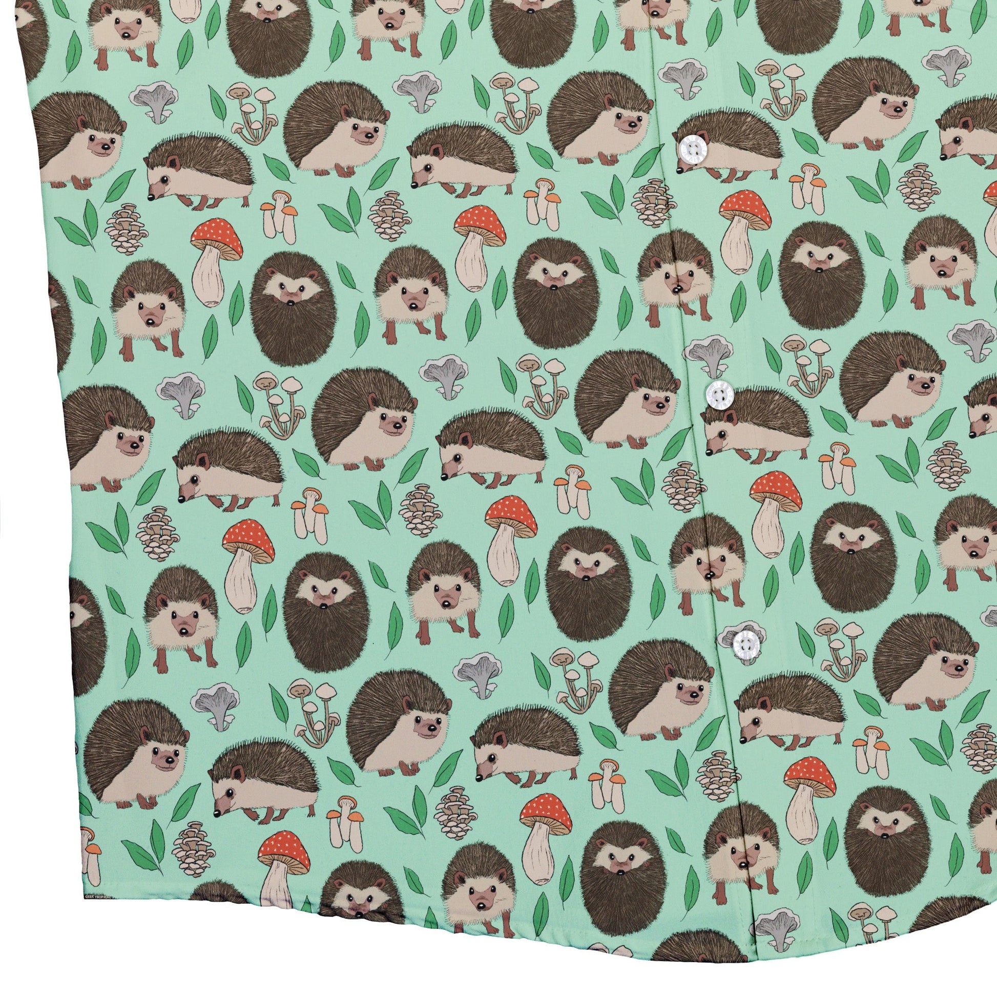 Hedge Hog Garden Adventures Button Up Shirt Geek Nerd adult sizing animal patterns botany print