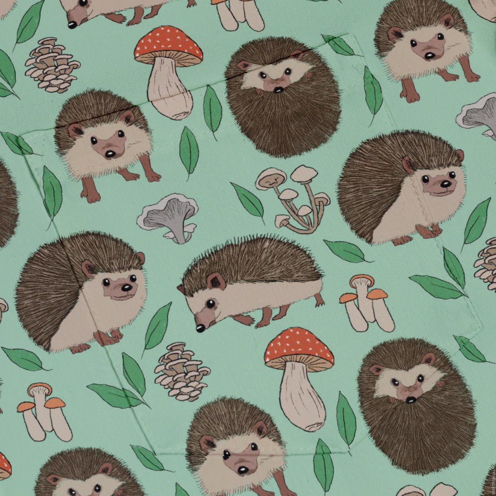 Hedge Hog Garden Adventures Button Up Shirt Geek Nerd adult sizing animal patterns botany print